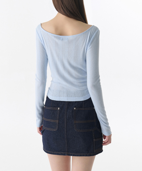 MUSINSA STANDARD WOMAN（ムシンサスタンダードウーマン）の「ウィメンズポインテールバレリーナ長袖Tシャツ[スカイブルー]（Tシャツ/カットソー・レディース・その他・SMALL/MEDIUM/LARGE/X-SMALL）」の2枚目の写真