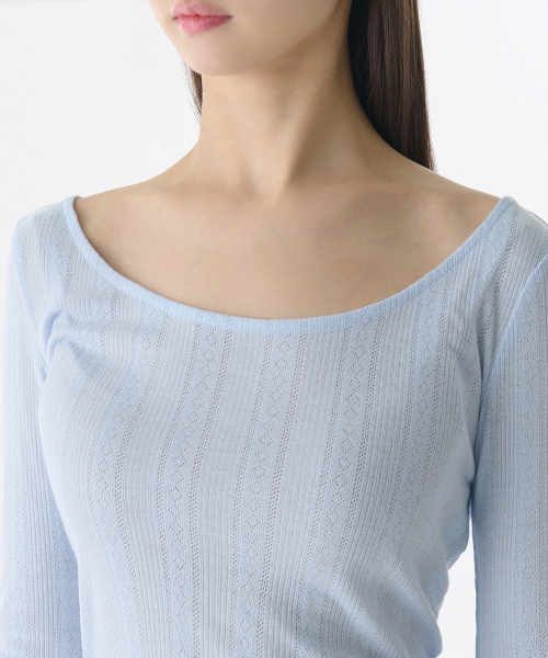 MUSINSA STANDARD WOMAN（ムシンサスタンダードウーマン）の「ウィメンズポインテールバレリーナ長袖Tシャツ[スカイブルー]（Tシャツ/カットソー・レディース・その他・SMALL/MEDIUM/LARGE/X-SMALL）」の3枚目の写真