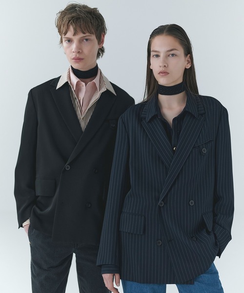 CULLNI（クルニ）の「Stripe Double Cloth Button-Tab Pocket Tailored Jacket（テーラードジャケット・メンズ・ネイビー/ブラック・0/1/2）」の4枚目の写真