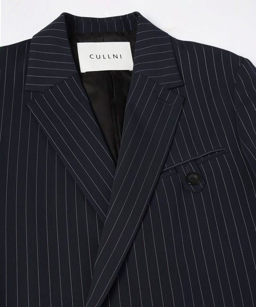 CULLNI（クルニ）の「Stripe Double Cloth Button-Tab Pocket Tailored Jacket（テーラードジャケット・メンズ・ネイビー/ブラック・0/1/2）」の8枚目の写真