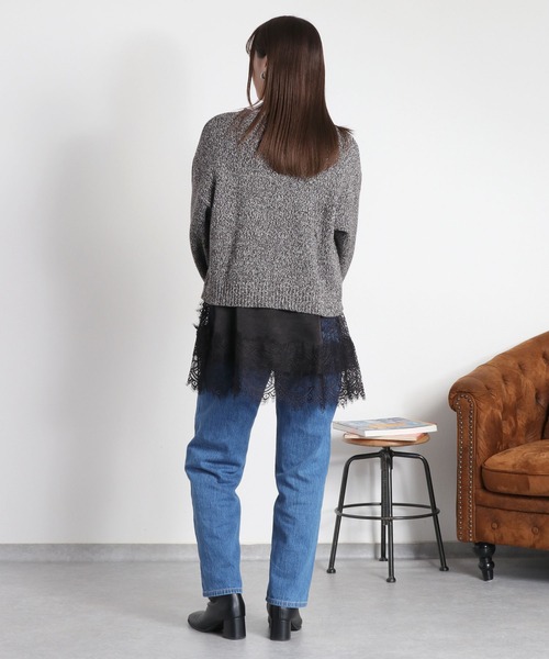 cepo(セポ)の「サテンレースキャミソール(キャミソール・レディース・ブラック/オフホワイト・M)」の5枚目の写真