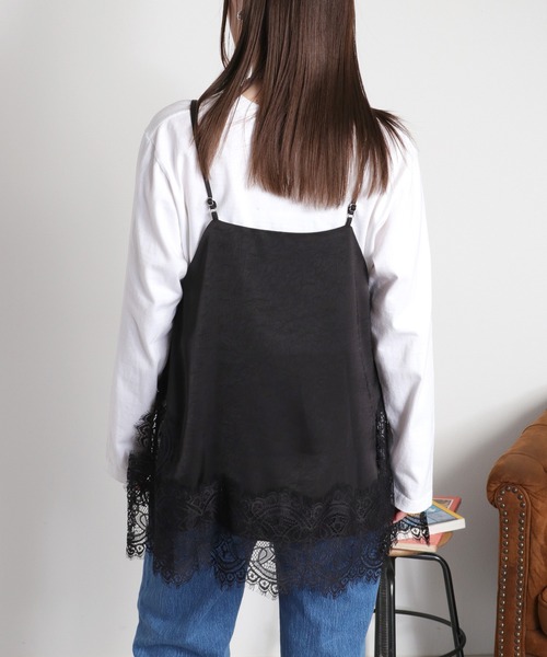 cepo(セポ)の「サテンレースキャミソール(キャミソール・レディース・ブラック/オフホワイト・M)」の8枚目の写真