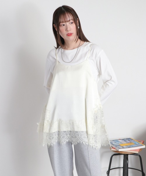 cepo(セポ)の「サテンレースキャミソール(キャミソール・レディース・ブラック/オフホワイト・M)」の18枚目の写真