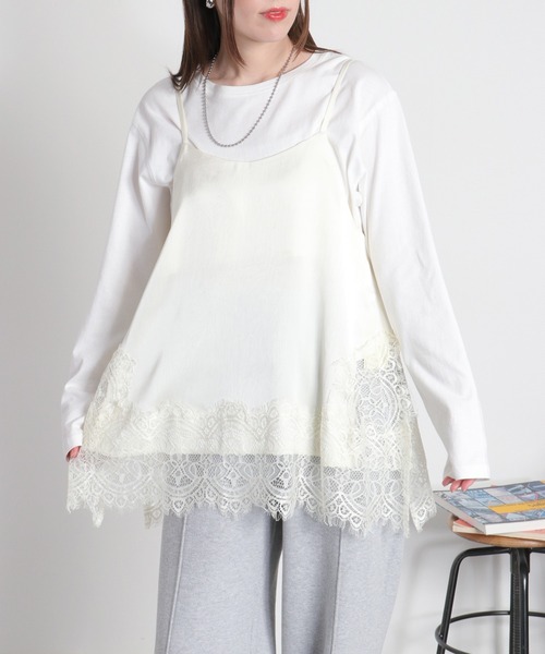 cepo(セポ)の「サテンレースキャミソール(キャミソール・レディース・ブラック/オフホワイト・M)」の22枚目の写真