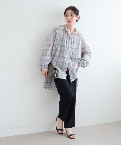le.coeur blanc(ルクールブラン)の「《WEB限定アイテム》シアーガーゼバックギャザーチェックシャツ(シャツ/ブラウス・レディース・ブラック系その他/ブルー系その他2/ベージュ系その他2・38)」の16枚目の写真