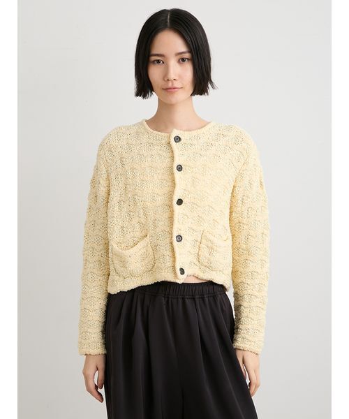 MIESROHE(ミースロエ)の「【洗える】スプリングツィードニットジャケット(テーラードジャケット・レディース・イエロー/マルチ/ホワイト・F)」の5枚目の写真