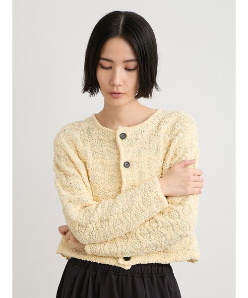 MIESROHE(ミースロエ)の「【洗える】スプリングツィードニットジャケット(テーラードジャケット・レディース・イエロー/マルチ/ホワイト・F)」の12枚目の写真