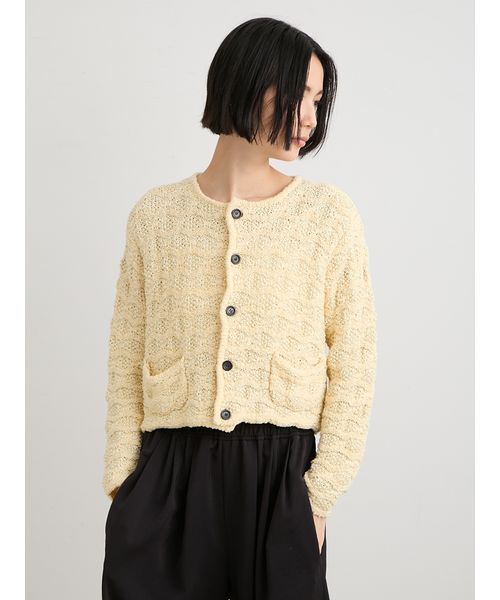 MIESROHE(ミースロエ)の「【洗える】スプリングツィードニットジャケット(テーラードジャケット・レディース・イエロー/マルチ/ホワイト・F)」の13枚目の写真