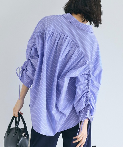 coca(coca)(コカ)の「袖シャーリングシャツ(シャツ/ブラウス・レディース・ブルー/アイボリー・L/M/S)」の5枚目の写真