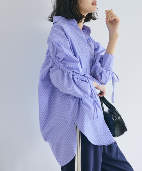 coca(coca)(コカ)の「袖シャーリングシャツ(シャツ/ブラウス・レディース・ブルー/アイボリー・L/M/S)」の8枚目の写真