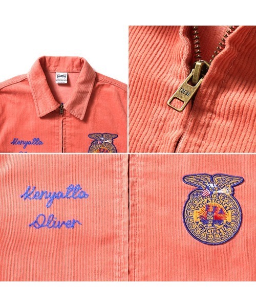 HOUSTON(ヒューストン)の「HOUSTON ヒューストン CORDUROY EMBROIDERY FFA JACKET チェーンステッチ ロゴ FFA 刺繍 コーデュロイ ファーマーズジャケット(ブルゾン・メンズ・グリーン/ピンク/ネイビー/チャコール・M/XL/L)」の14枚目の写真