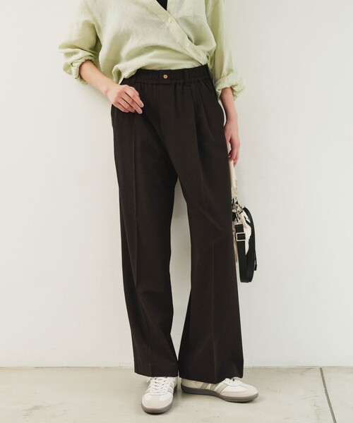 green label relaxing（グリーンレーベルリラクシング）の「【結論シリーズ】ニーハイワイドパンツ［size SHORT/TALLあり］（その他パンツ・レディース・ナチュラル/ライトブルー/ブラック/ダークブラウン/ネイビー・SHORT/34/36/38/40/TALL）」の2枚目の写真