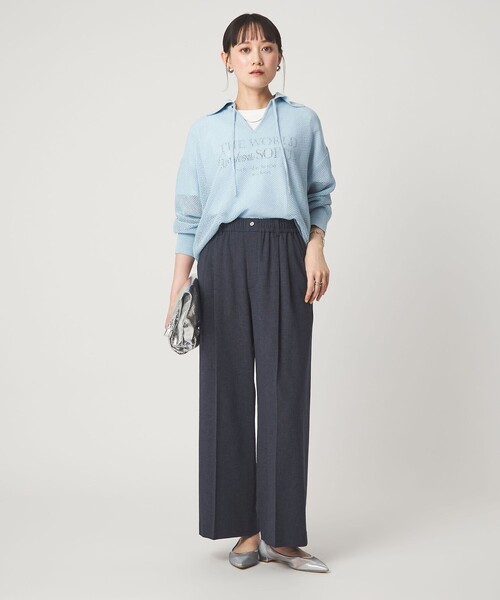 green label relaxing（グリーンレーベルリラクシング）の「【結論シリーズ】ニーハイワイドパンツ［size SHORT/TALLあり］（その他パンツ・レディース・ナチュラル/ライトブルー/ブラック/ダークブラウン/ネイビー・SHORT/34/36/38/40/TALL）」の22枚目の写真