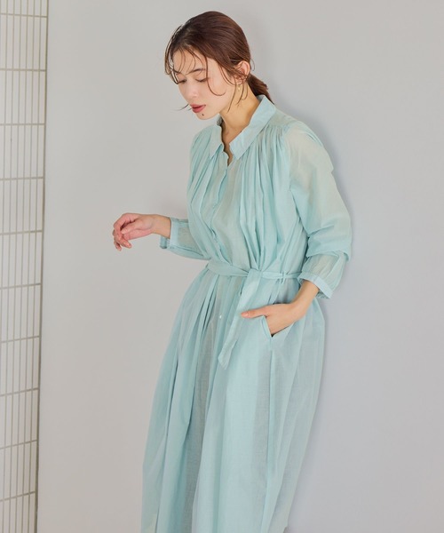 studio CLIP（スタディオクリップ）の「コットンボイルギャザーシャツワンピース（ワンピース・レディース・ブラック/サックスブルー/ラベンダー・FREE）」の6枚目の写真