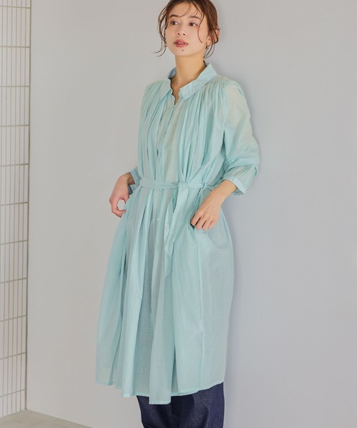 studio CLIP（スタディオクリップ）の「コットンボイルギャザーシャツワンピース（ワンピース・レディース・ブラック/サックスブルー/ラベンダー・FREE）」の8枚目の写真