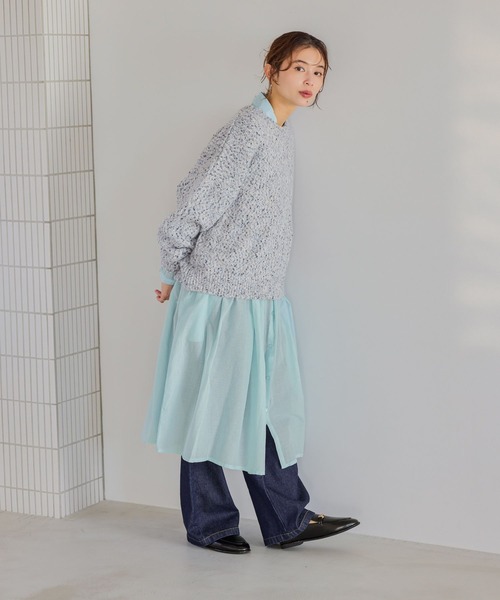 studio CLIP（スタディオクリップ）の「コットンボイルギャザーシャツワンピース（ワンピース・レディース・ブラック/サックスブルー/ラベンダー・FREE）」の12枚目の写真