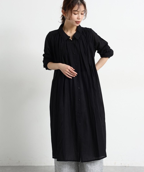 studio CLIP（スタディオクリップ）の「コットンボイルギャザーシャツワンピース（ワンピース・レディース・ブラック/サックスブルー/ラベンダー・FREE）」の15枚目の写真