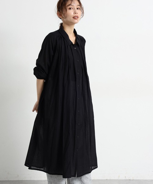 studio CLIP（スタディオクリップ）の「コットンボイルギャザーシャツワンピース（ワンピース・レディース・ブラック/サックスブルー/ラベンダー・FREE）」の16枚目の写真