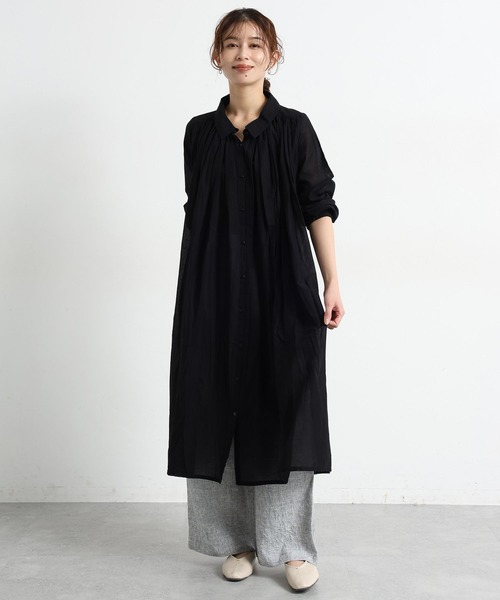 studio CLIP（スタディオクリップ）の「コットンボイルギャザーシャツワンピース（ワンピース・レディース・ブラック/サックスブルー/ラベンダー・FREE）」の18枚目の写真