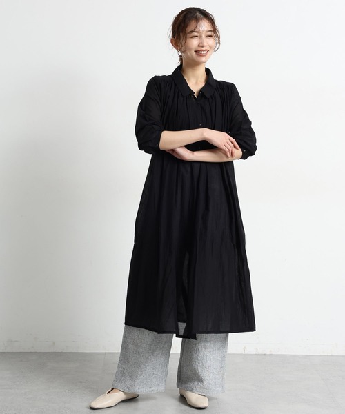 studio CLIP（スタディオクリップ）の「コットンボイルギャザーシャツワンピース（ワンピース・レディース・ブラック/サックスブルー/ラベンダー・FREE）」の19枚目の写真