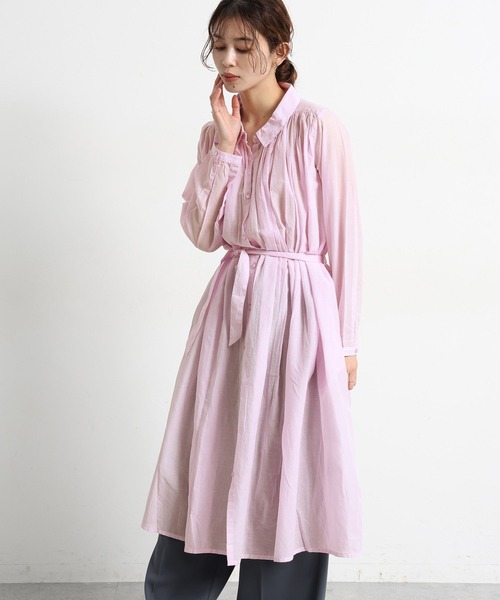 studio CLIP（スタディオクリップ）の「コットンボイルギャザーシャツワンピース（ワンピース・レディース・ブラック/サックスブルー/ラベンダー・FREE）」の21枚目の写真