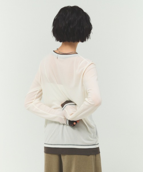 FMiBL(ファミル)の「パワーネットバイカラープルオーバー / シアートップス 配色(Tシャツ/カットソー・レディース・ホワイト/ブラック・FREE)」の9枚目の写真