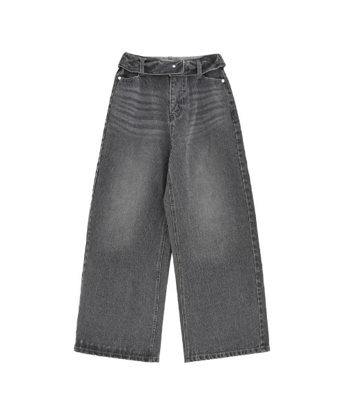 Re:EDIT（リエディ）の「[DENIM COLLECTION][2026S/S COLLECTION][低身長/高身長サイズ有]折り返しウエストコットンワイドデニムパンツ（デニムパンツ・レディース・ネイビー/ブラック/ブルー/グレー・LARGE/TALL/MEDIUM/SHORT）」の18枚目の写真