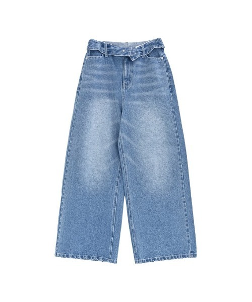 Re:EDIT（リエディ）の「[DENIM COLLECTION][2026S/S COLLECTION][低身長/高身長サイズ有]折り返しウエストコットンワイドデニムパンツ（デニムパンツ・レディース・ネイビー/ブラック/ブルー/グレー・LARGE/TALL/MEDIUM/SHORT）」の19枚目の写真