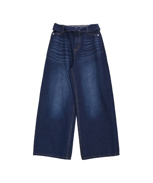 Re:EDIT（リエディ）の「[DENIM COLLECTION][2026S/S COLLECTION][低身長/高身長サイズ有]折り返しウエストコットンワイドデニムパンツ（デニムパンツ・レディース・ネイビー/ブラック/ブルー/グレー・LARGE/TALL/MEDIUM/SHORT）」の20枚目の写真