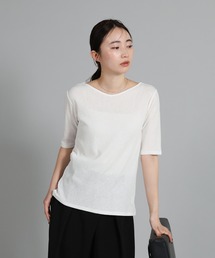 【Et】V-Curved Neck back slit T-Shirt