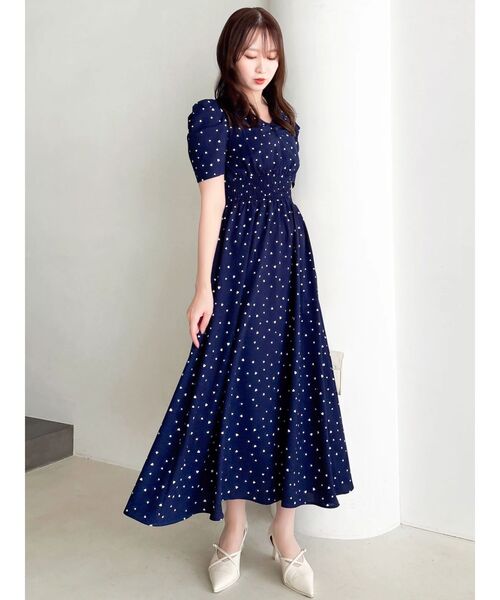 dazzlin ダズリン　WEB限定ハートパターンシャーリングワンピース S WEB限定】ハートパターンシャーリングワンピース（ワンピース