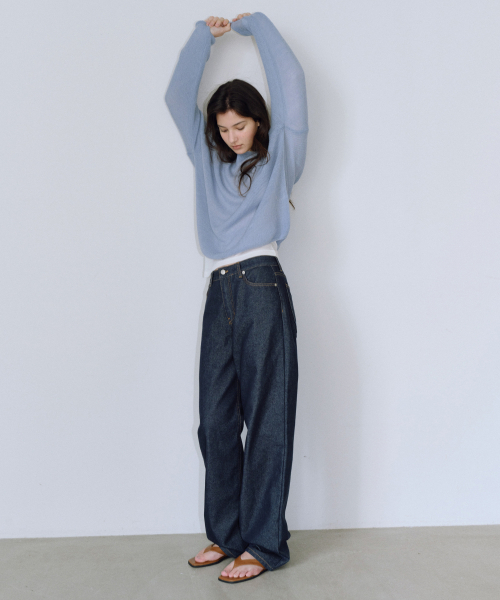 URAGO（ユラーゴ）の「Nonfade raw wide denim（デニムパンツ・レディース・インディゴブルー・SMALL/MEDIUM/LARGE）」の3枚目の写真