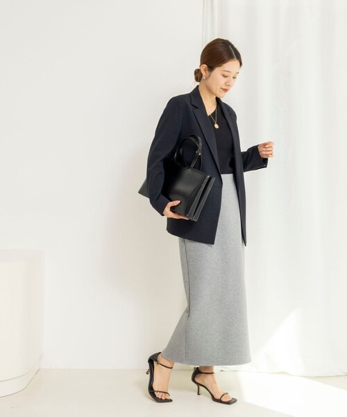 NOLLEY’S（ノーリーズ）の「【WEB限定】ウォッシャブルダンボールタイトスカート（スカート・レディース・ブラック/グレー・38/36）」の3枚目の写真