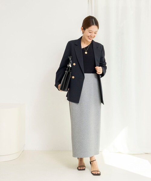 NOLLEY’S（ノーリーズ）の「【WEB限定】ウォッシャブルダンボールタイトスカート（スカート・レディース・ブラック/グレー・38/36）」の5枚目の写真