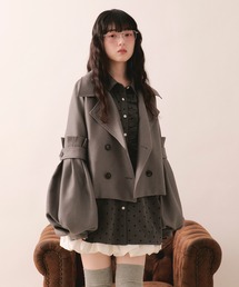 loin nuit | volume sleeve short jacket / ボリュームスリーブショートジャケット(テーラードジャケット)