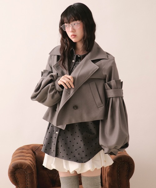 loin nuit（ロワンニュイ）の「volume sleeve short jacket / ボリュームスリーブショートジャケット（テーラードジャケット・レディース・アイボリー/ブルー/グレー・FREE）」の16枚目の写真