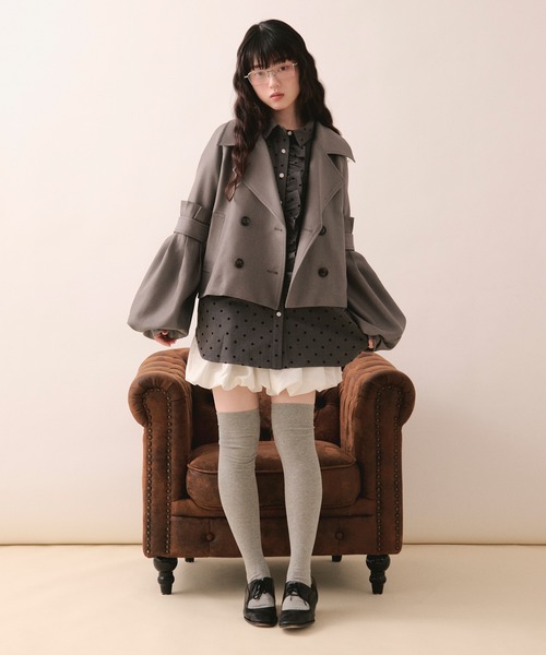 loin nuit（ロワンニュイ）の「volume sleeve short jacket / ボリュームスリーブショートジャケット（テーラードジャケット・レディース・アイボリー/ブルー/グレー・FREE）」の6枚目の写真