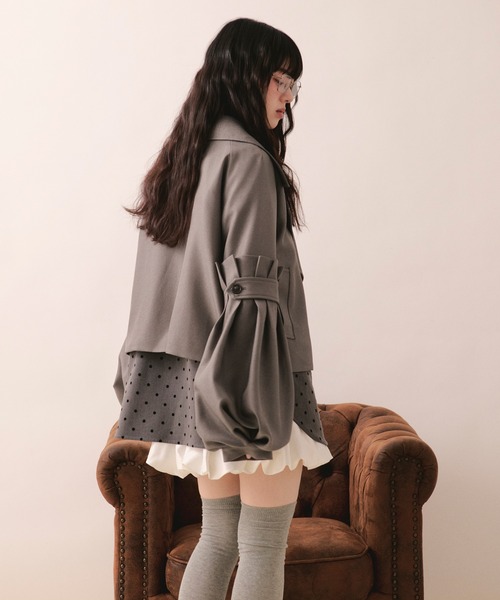 loin nuit（ロワンニュイ）の「volume sleeve short jacket / ボリュームスリーブショートジャケット（テーラードジャケット・レディース・アイボリー/ブルー/グレー・FREE）」の14枚目の写真