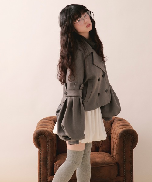 loin nuit（ロワンニュイ）の「volume sleeve short jacket / ボリュームスリーブショートジャケット（テーラードジャケット・レディース・アイボリー/ブルー/グレー・FREE）」の7枚目の写真