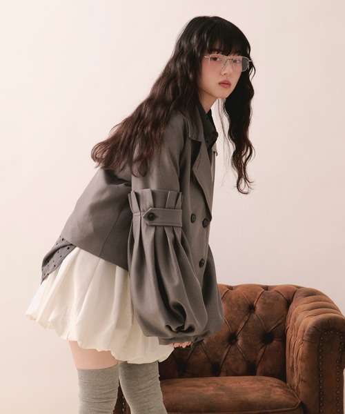 loin nuit（ロワンニュイ）の「volume sleeve short jacket / ボリュームスリーブショートジャケット（テーラードジャケット・レディース・アイボリー/ブルー/グレー・FREE）」の12枚目の写真