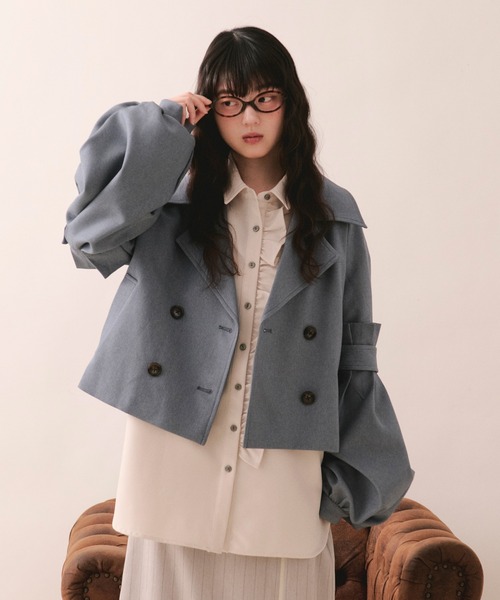 loin nuit（ロワンニュイ）の「volume sleeve short jacket / ボリュームスリーブショートジャケット（テーラードジャケット・レディース・アイボリー/ブルー/グレー・FREE）」の20枚目の写真