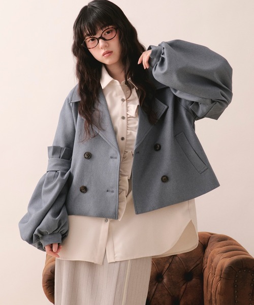 loin nuit（ロワンニュイ）の「volume sleeve short jacket / ボリュームスリーブショートジャケット（テーラードジャケット・レディース・アイボリー/ブルー/グレー・FREE）」の18枚目の写真