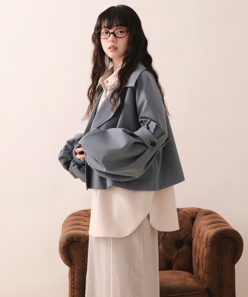 loin nuit（ロワンニュイ）の「volume sleeve short jacket / ボリュームスリーブショートジャケット（テーラードジャケット・レディース・アイボリー/ブルー/グレー・FREE）」の22枚目の写真