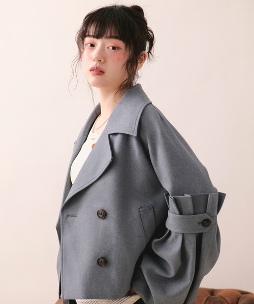 loin nuit（ロワンニュイ）の「volume sleeve short jacket / ボリュームスリーブショートジャケット（テーラードジャケット・レディース・アイボリー/ブルー/グレー・FREE）」の19枚目の写真