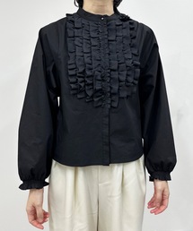 denicher  デニシェ コットン クロス フリル ブラウス