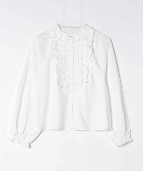 vent blanc(ヴァンブラン)の「denicher デニシェ コットン クロス フリル ブラウス(シャツ/ブラウス・レディース・ホワイト/ブラック・FREE)」の11枚目の写真