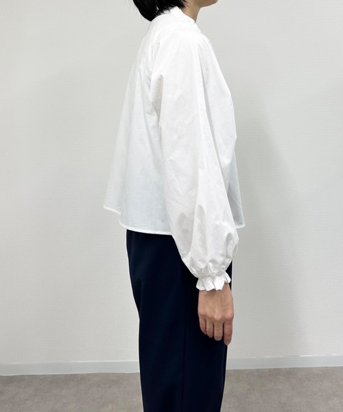 vent blanc(ヴァンブラン)の「denicher デニシェ コットン クロス フリル ブラウス(シャツ/ブラウス・レディース・ホワイト/ブラック・FREE)」の9枚目の写真