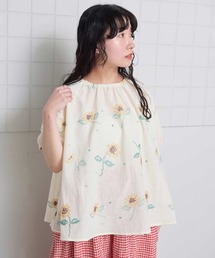 クロスステッチ　ひまわり刺繍ブラウス