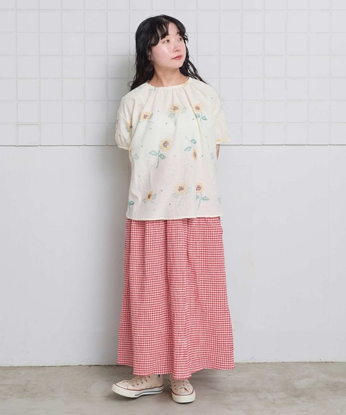l'atelier du savon(アトリエドサボン)の「クロスステッチ ひまわり刺繍ブラウス(シャツ/ブラウス・レディース・ブラック/アイボリー・FREE)」の12枚目の写真