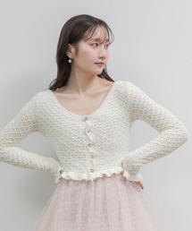 RANDA | 【Heart Collection】ハートビジューフリルニットカーディガン(カーディガン/ボレロ)